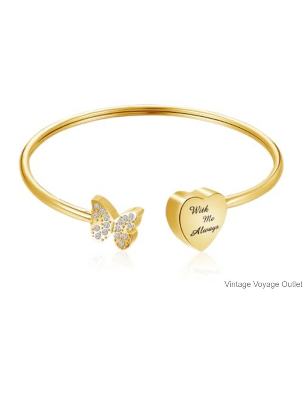 Stainless Steel Butterfly Heart Urn Bracelet Cremation Bangle Keepsake